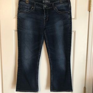 Silver “Aiko Kick” Flare Capris 32” Waist